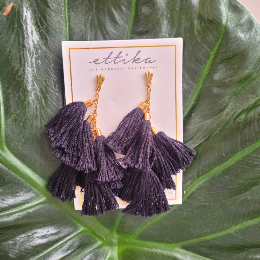 Ettika Daydreamer Tassel 18K Gold Plated Earrings